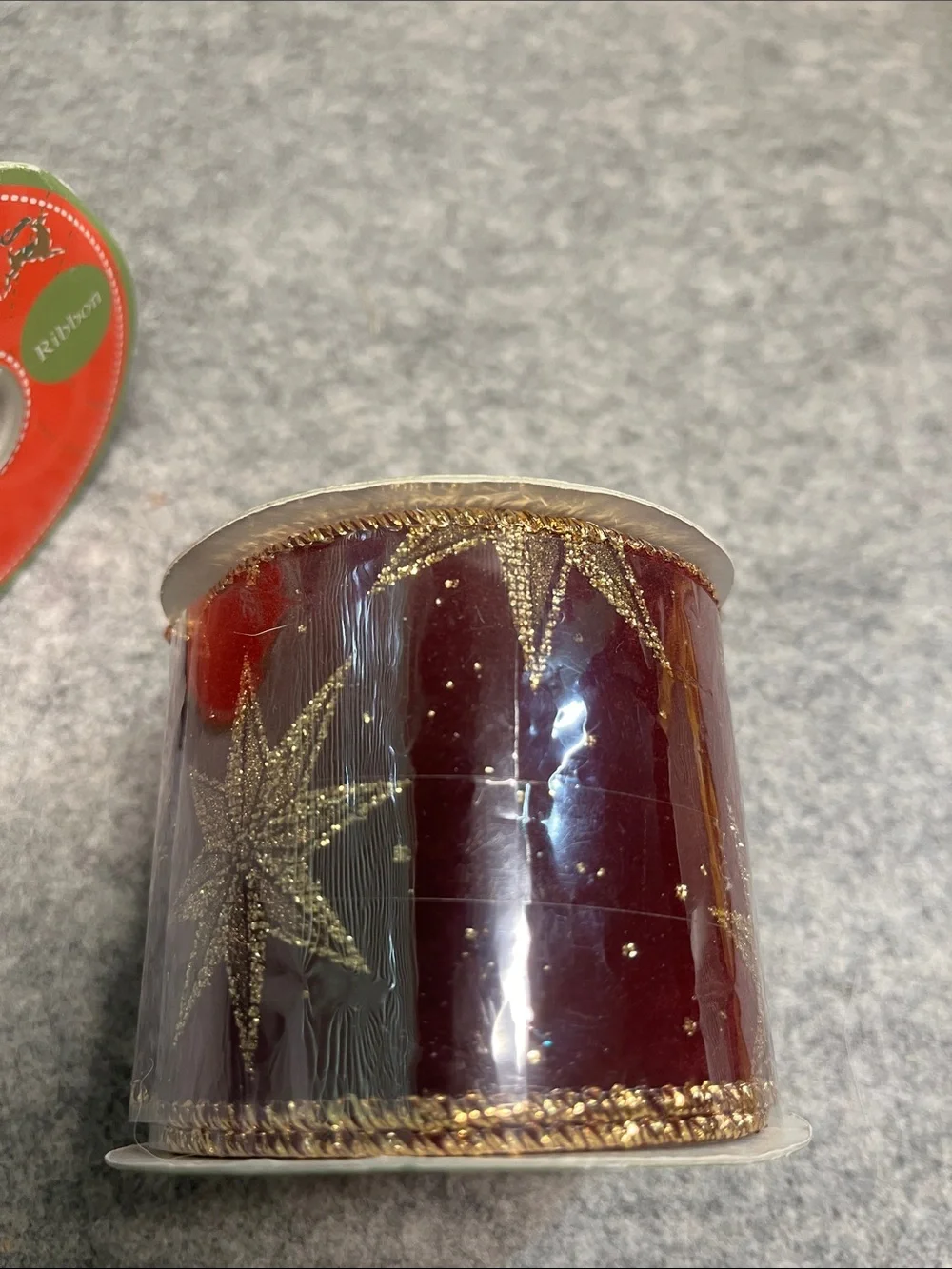 Burgundy and green Ribbon Duo with Gold Star Motif by Jo Anns